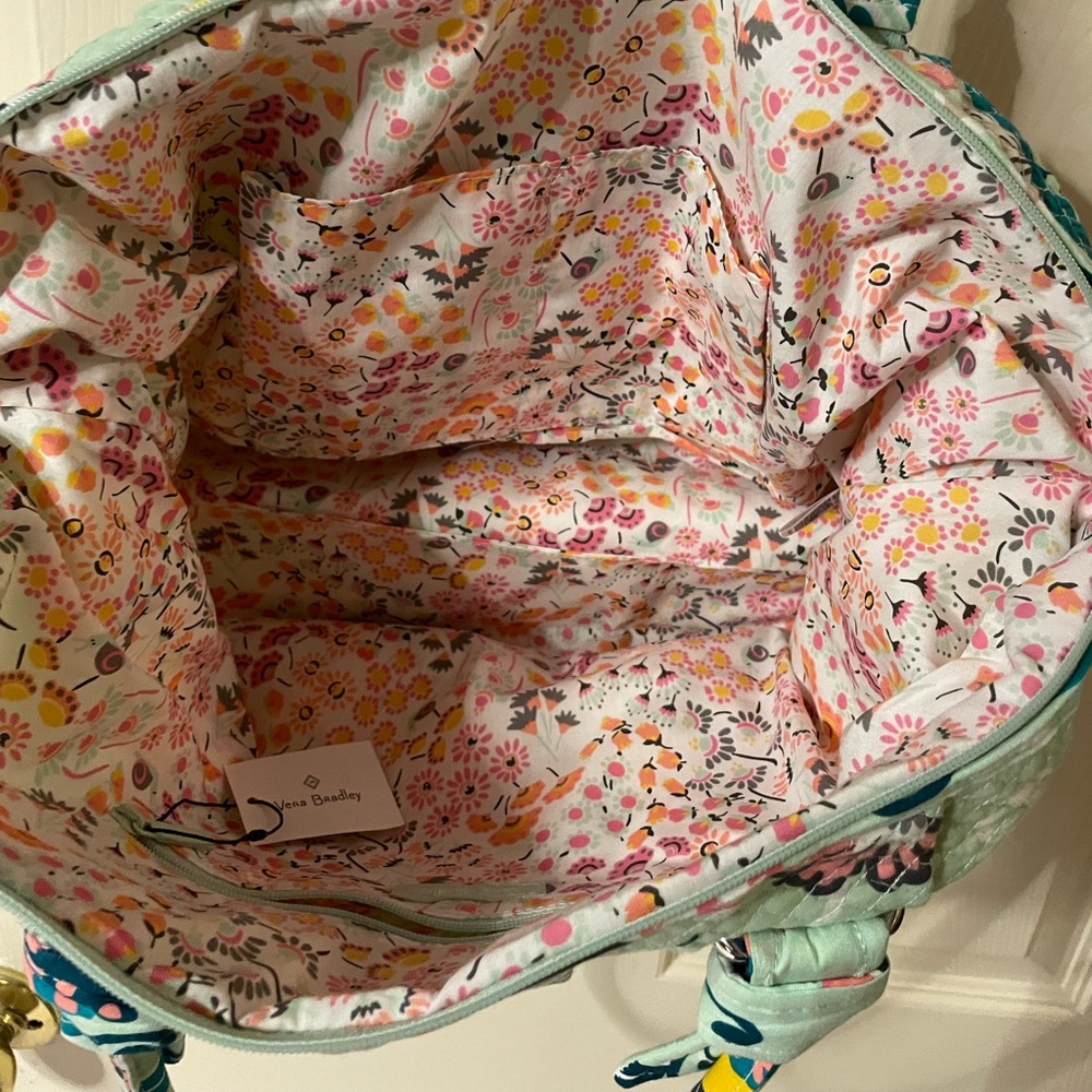 Vera Bradley Carson North South Tote Mint Flowers NWT - Picture 4 of 4